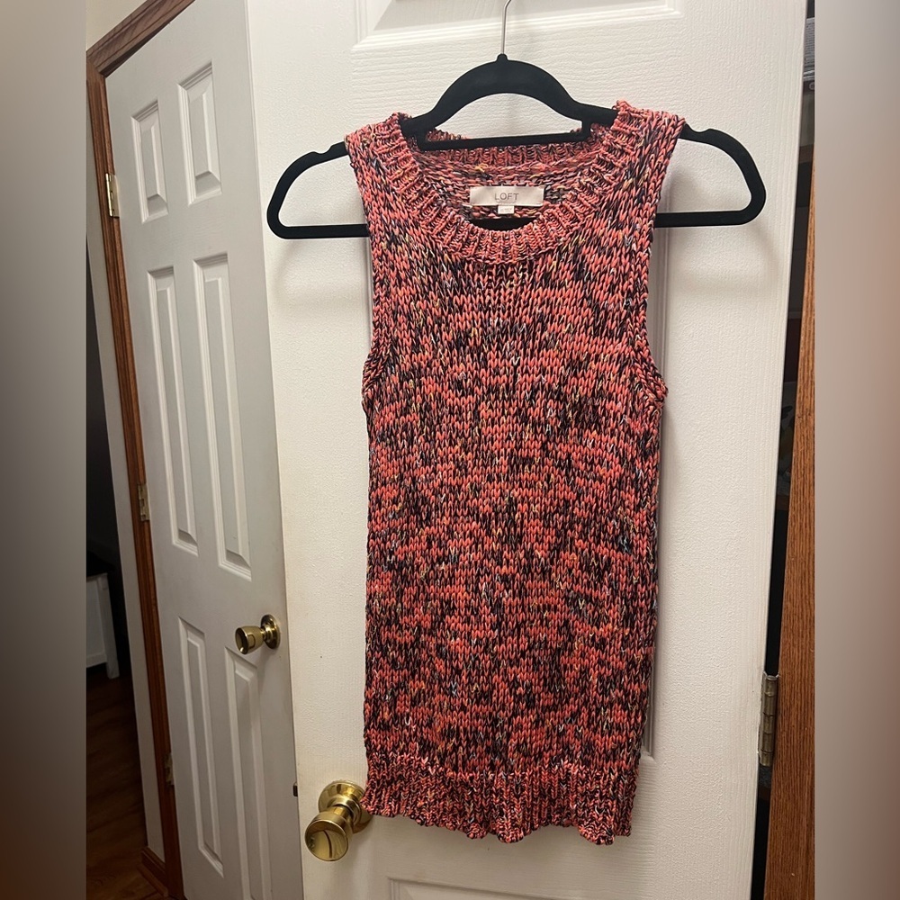 LOFT Womens Sleeveless SWANK
Sweater Tank Top Vest XS Coral
Chunky Knit Cotton - Picture 2 of 10